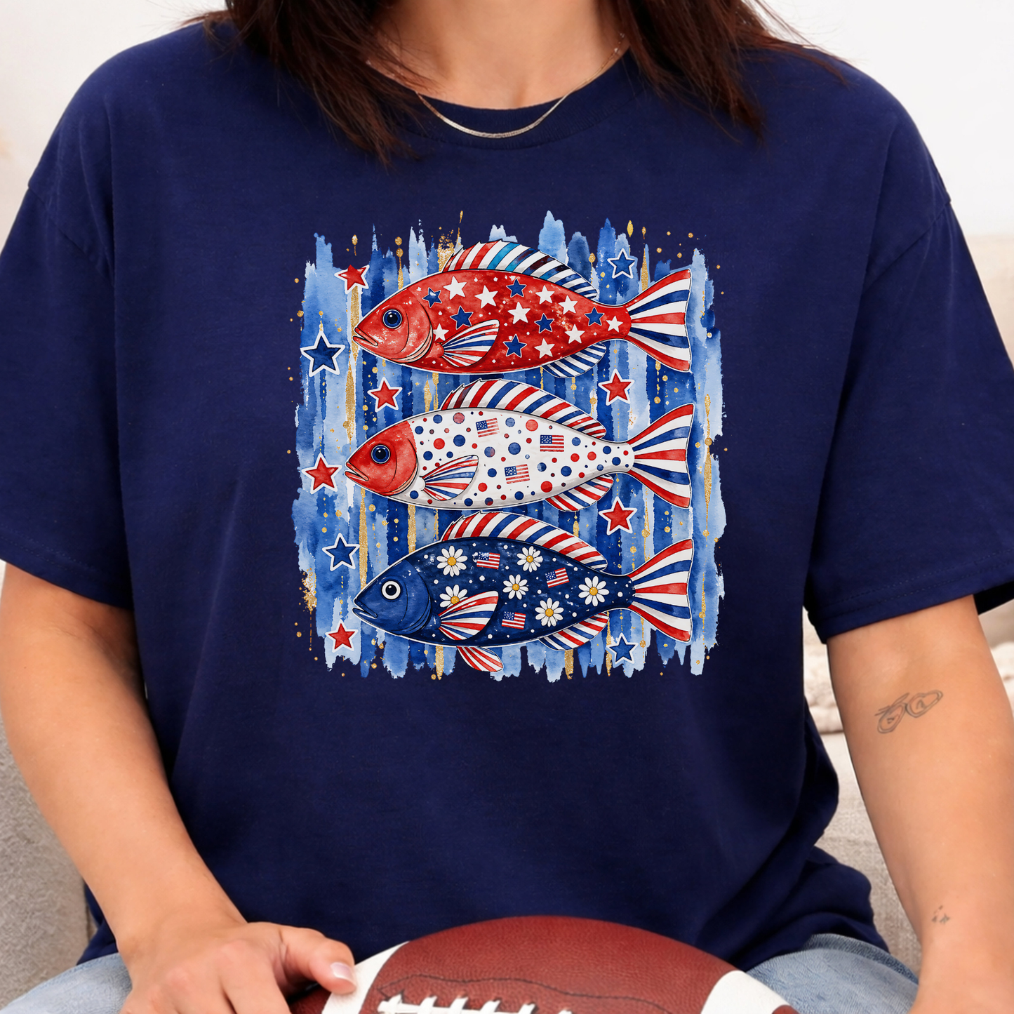 Patriotic Fish USA 4th of July T-Shirt