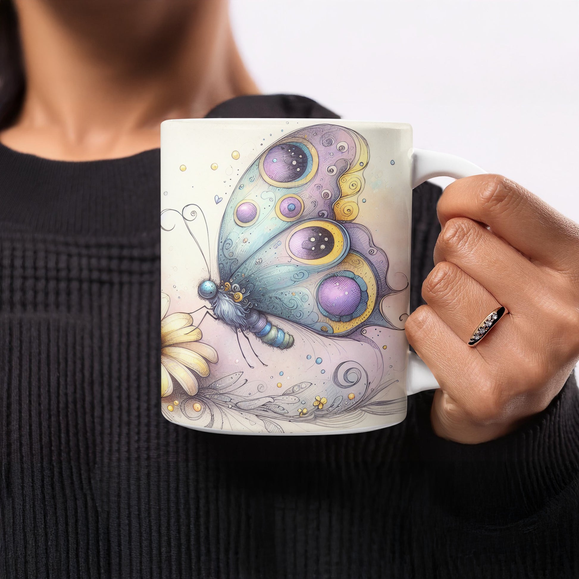 Whimsical Butterfly Pastel Design Elegant Drinkware product type
butterfly, whimsical, pastel, artistic, mug, coffee mug, tea cup, drinkware, nature design, flower art, colorful design, unique gift, home decor, beverage holder, watercolor style, boho butterfly, insect art, dreamy design, fantasy creature, elegant mug
