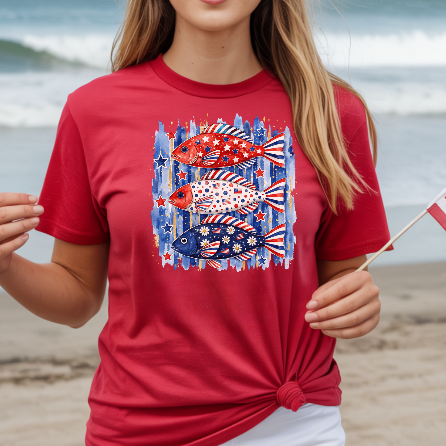 Patriotic Fish USA 4th of July T-Shirt
