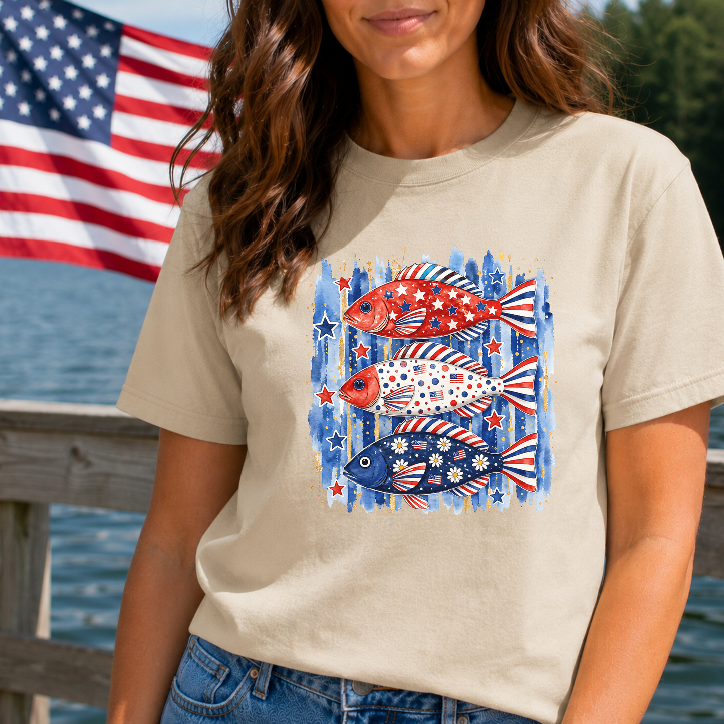 Patriotic Fish USA 4th of July T-Shirt