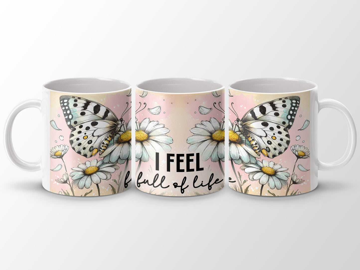 Butterfly Daisies I FEEL full of life Mug product type