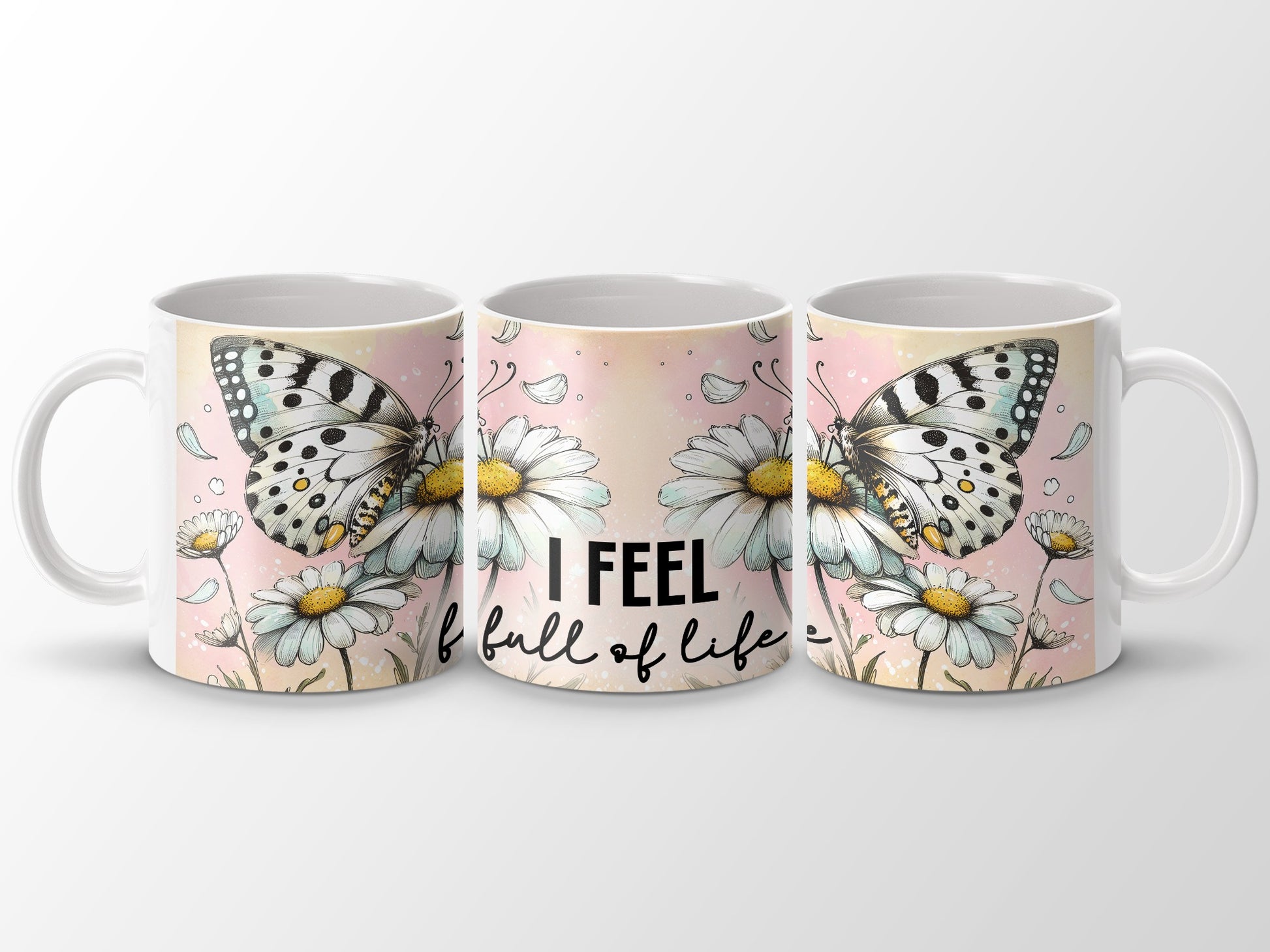 Butterfly Daisies I FEEL full of life Mug product type