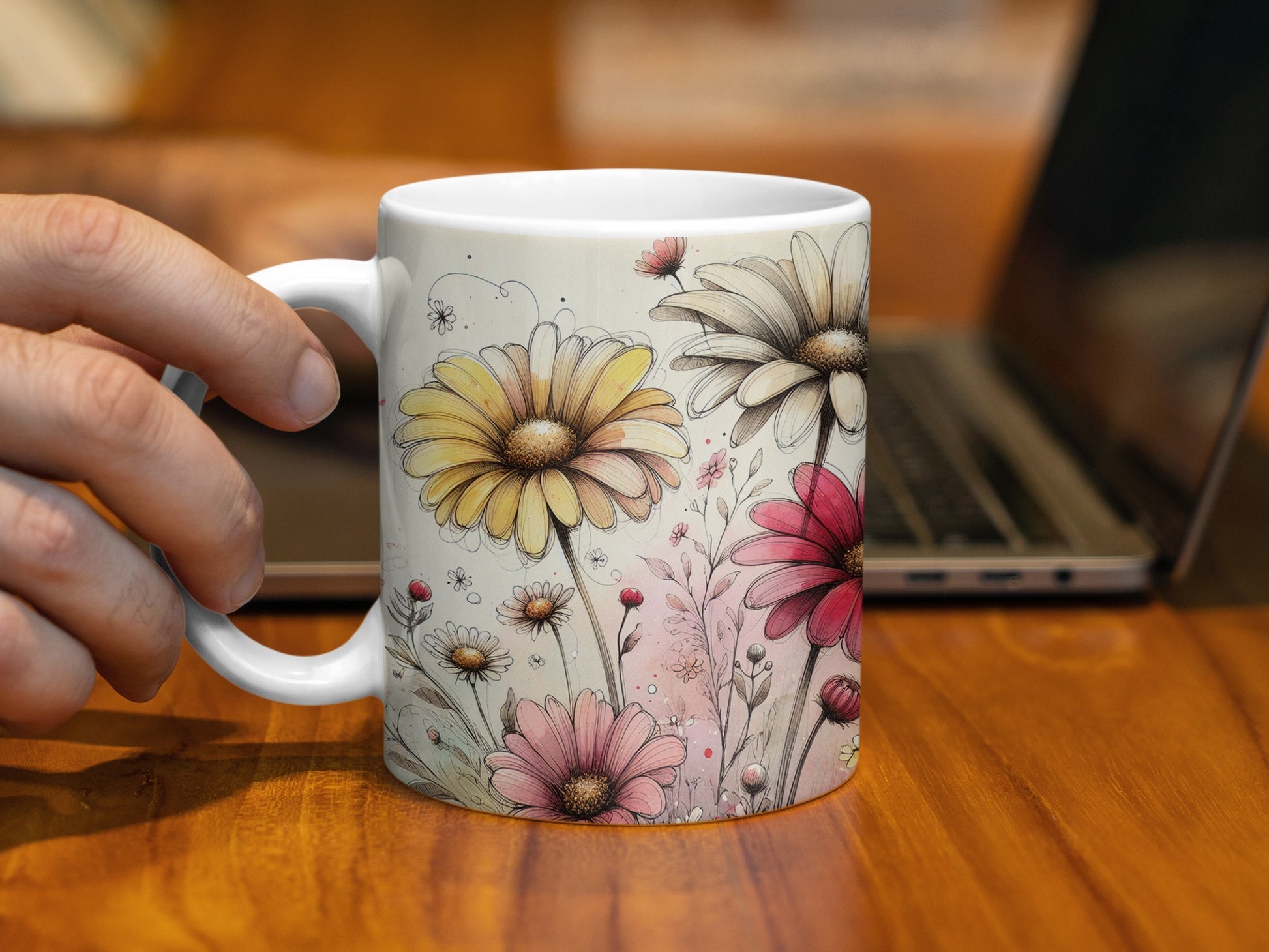 Vibrant Daisy Flower Watercolor Art Botanical Mug product type
Daisy Mug, Floral Design, Watercolor Flower, Botanical Art, Coffee Lover, Tea Drinker, Gift for Her, Unique Mug, Artistic Mug, Spring Flowers, Garden Theme, Nature Inspired, Desk Accessory, Home Office, Drinkware Gift, Hand Drawn, Sketch Style, Colorful Flowers, Everyday Mug, Aesthetic Decor