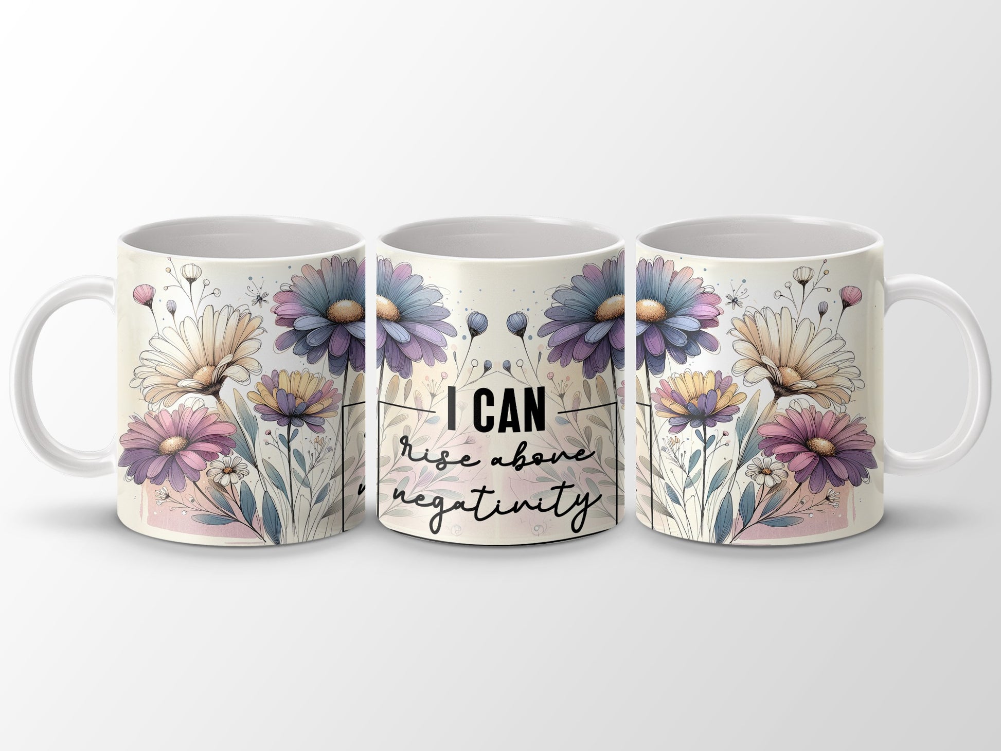 I CAN rise above negativity Floral Design Inspirational mug