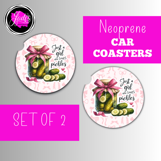 Coquette Just A Girl Who Loves Pickles Car Coaster