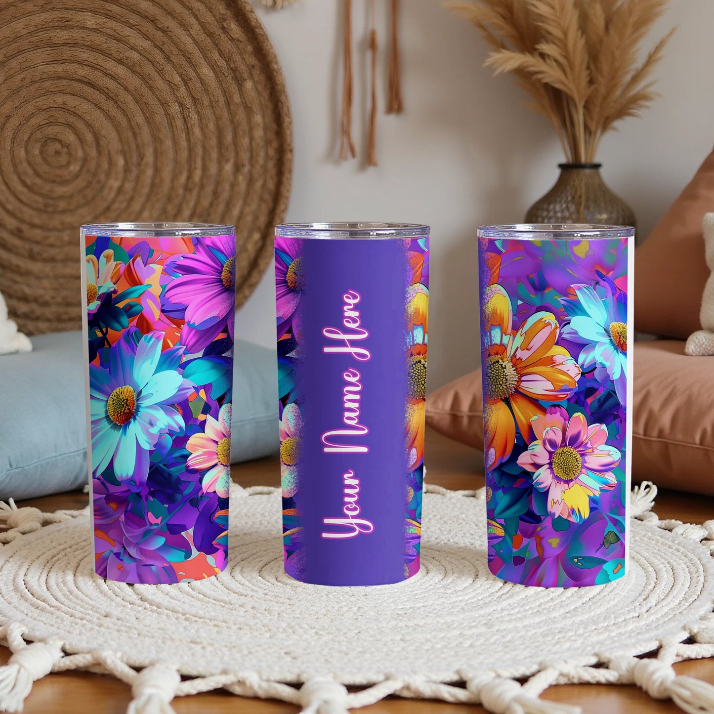 Vibrant Floral Custom Name Tumbler Drinkware product type
Tumbler
Floral design
Custom name
Personalized gift
Vibrant flowers
Daisy pattern
Purple tumbler
Pink floral
Blue accents
Colorful drinkware
Bright aesthetic
Summer vibes
Unique design
Beverage holder
Artistic floral
Trendy tumbler
Custom drink
Name personalization
Flower art
Travel mug