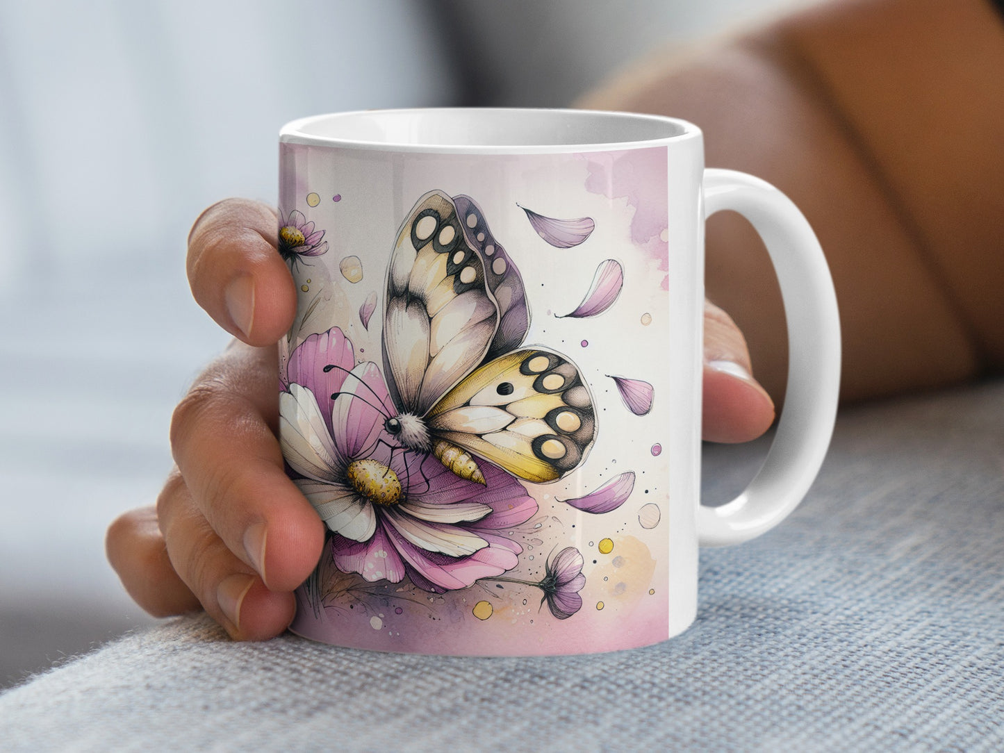 Watercolor Butterfly Blossoms Petals Mug product type
Mug
Butterfly
Flower design
Watercolor art
Floral mug
Nature inspired
Gift idea
Home decor
Drinkware
Coffee mug
Tea cup
Pink flowers
Purple flowers
Petals
Artistic print
Insect design
Spring design
Cosmos flowers
Unique mug
Butterfly art