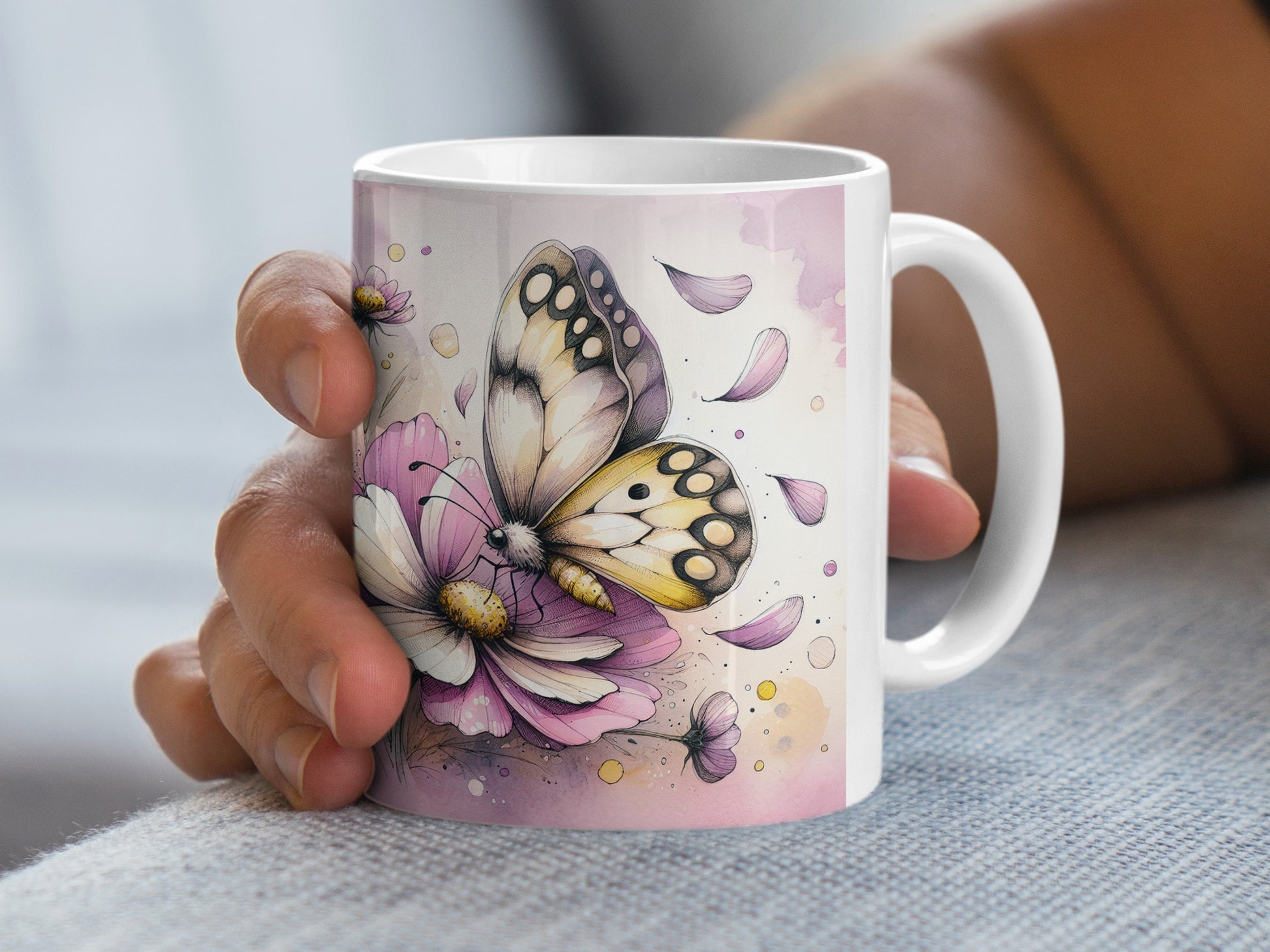 Watercolor Butterfly Blossoms Petals Mug product type
Mug
Butterfly
Flower design
Watercolor art
Floral mug
Nature inspired
Gift idea
Home decor
Drinkware
Coffee mug
Tea cup
Pink flowers
Purple flowers
Petals
Artistic print
Insect design
Spring design
Cosmos flowers
Unique mug
Butterfly art