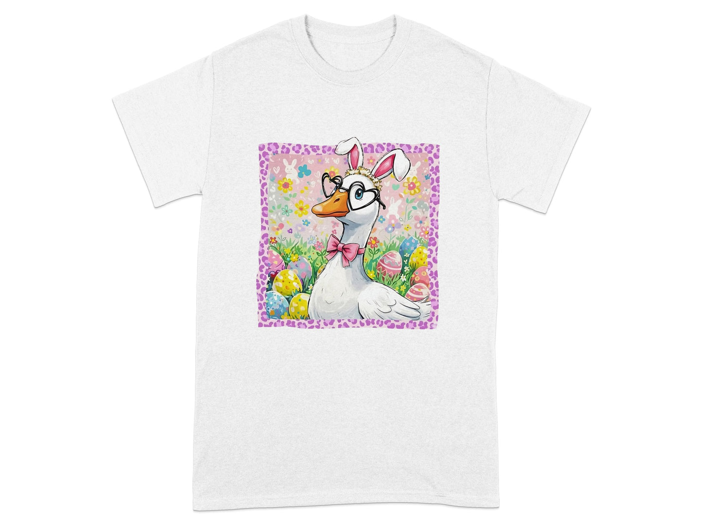 Cute Easter Duck with Bunny Ears Design T-Shirt