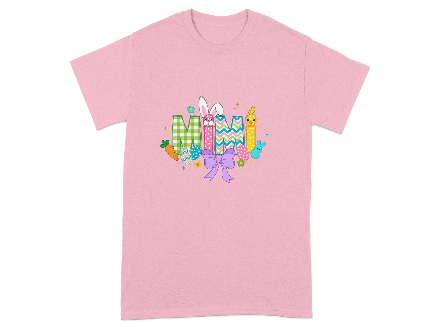 Cute Pastel Mimi Graphic Tee with Bunny and Carrot Shape