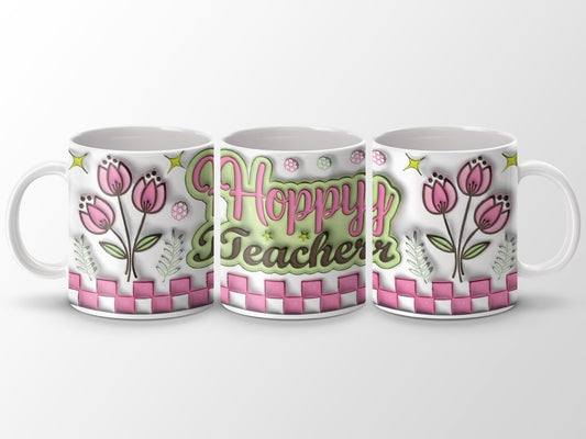 Happy Teacher Pink Tulips Checkerboard Pattern Mug product type
Happy Teacher
Teacher gift
Teacher appreciation
Teacher mug
Pink tulips
Floral design
Flower mug
Checkerboard pattern
Pink checkerboard
Green leaves
Stars design
Custom mug
Gift for teacher
Thank you teacher
Educator gift
School gift
Classroom gift
Coffee mug
Tea mug
Drinkware