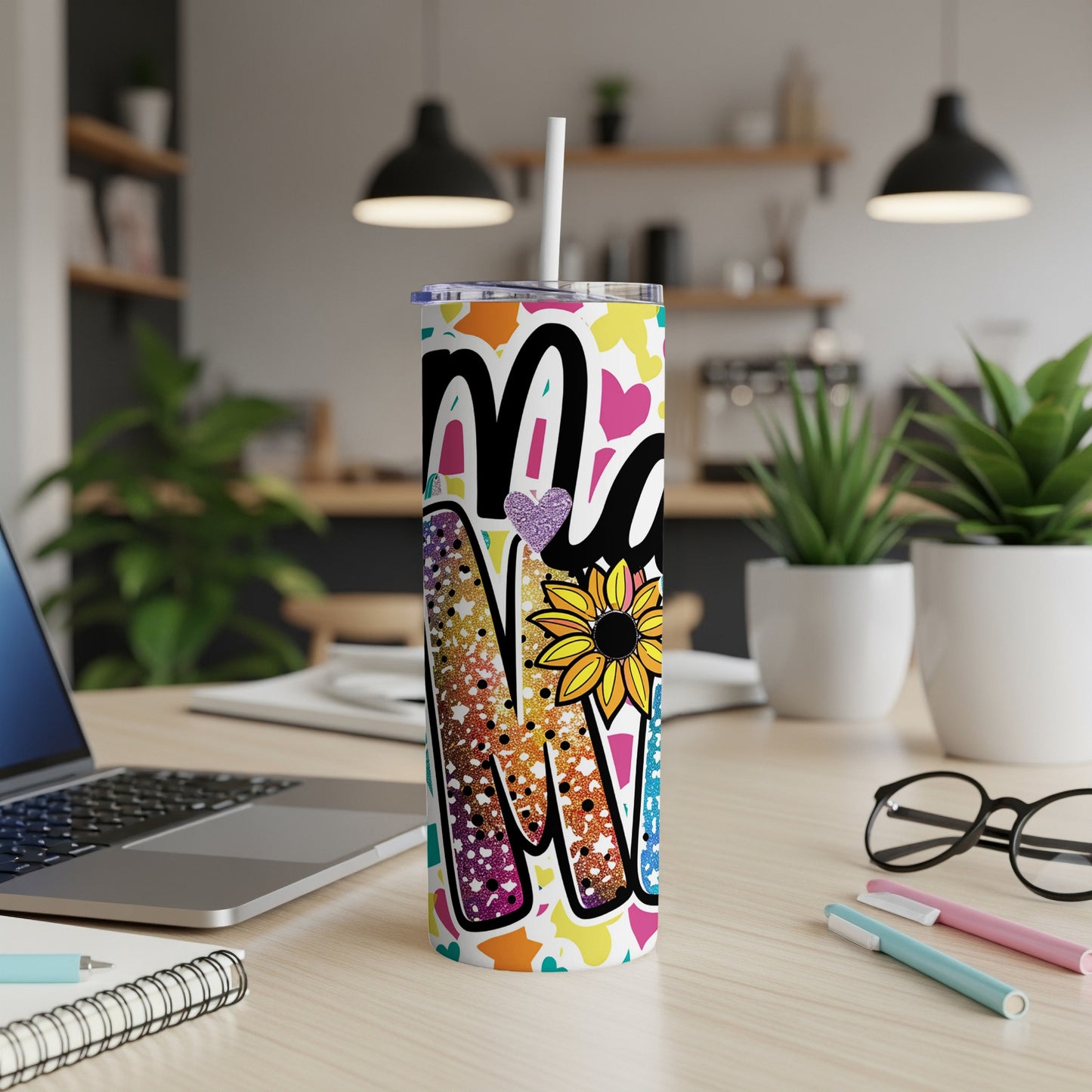 Colorful Mama Floral Tumbler with Straw and Lid