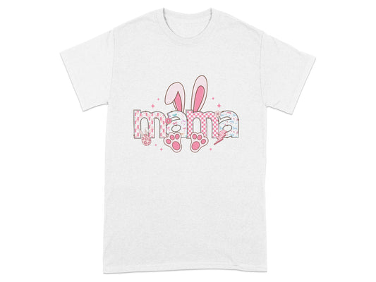 Cute Mama Bunny Ears Design White Graphic T-Shirt