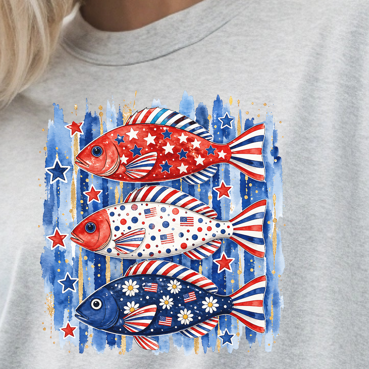 Patriotic Fish USA 4th of July T-Shirt