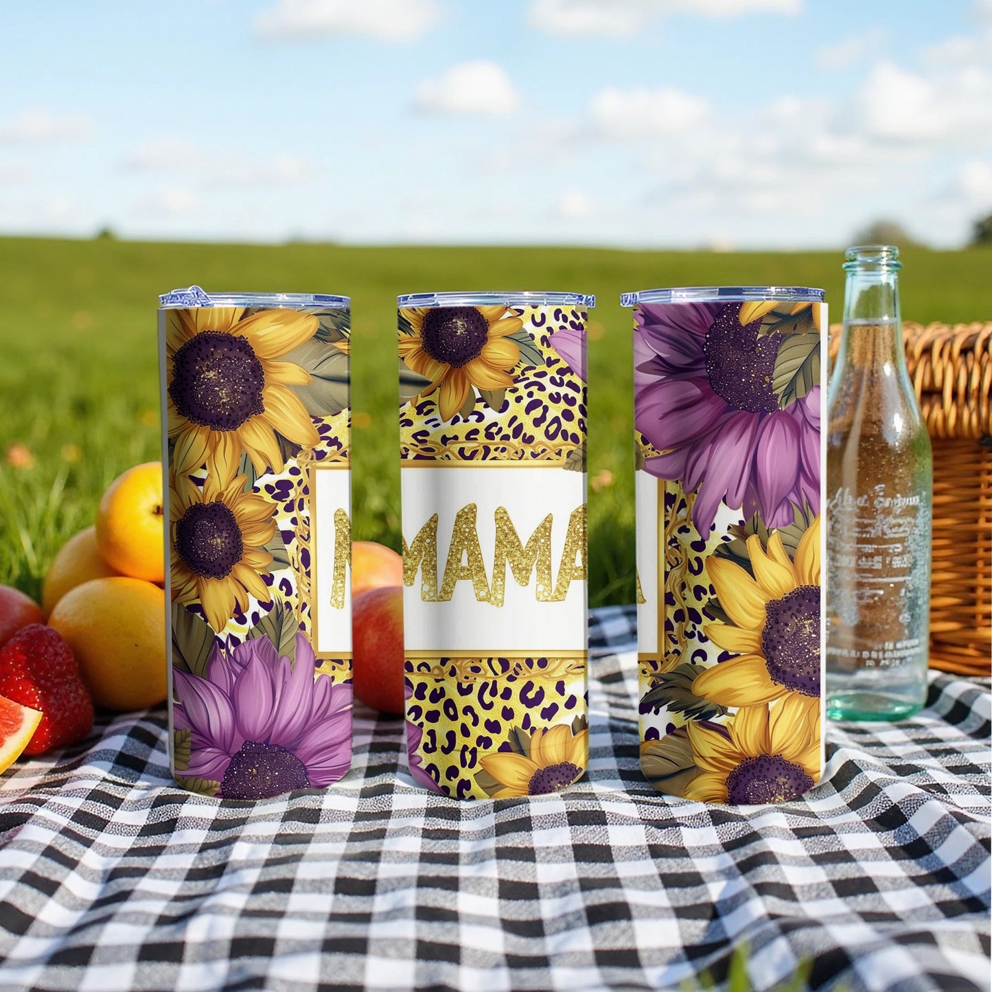Bright Floral Mama Design Tumbler Perfect for Picnics
