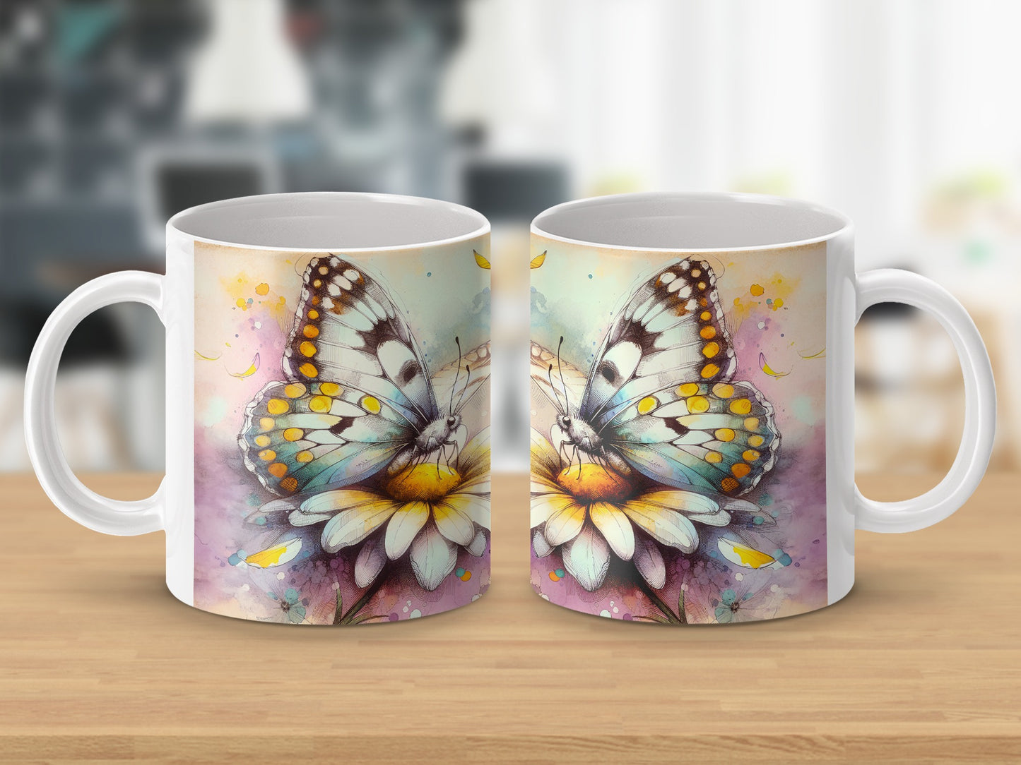 Artistic Watercolor Butterfly Flower Pattern Mug product type
Butterfly Mug
Flower Mug
Watercolor Art
Artistic Design
Coffee Cup
Tea Mug
Nature Inspired
Floral Pattern
Insect Design
Spring Mug
Summer Mug
Home Decor
Kitchenware Gift
Unique Gift
Drinkware
Daisy Flower
Pastel Colors
Vibrant Art
Beautiful Mug
Gift For Her