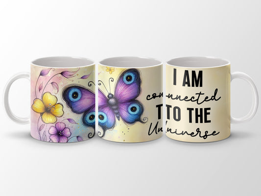 Purple Butterfly Flower I AM connected TO THE Universe Mug product type
Butterfly mug
Purple butterfly
Flower design
Inspirational mug
Universe quote
Affirmation mug
Spiritual gift
Watercolor art
Coffee mug
Tea mug
Drinkware
Positive vibes
Nature inspired
Vibrant print
Unique gift
Home accessory
Desk mug
Self care item
Mindful living
Creative design