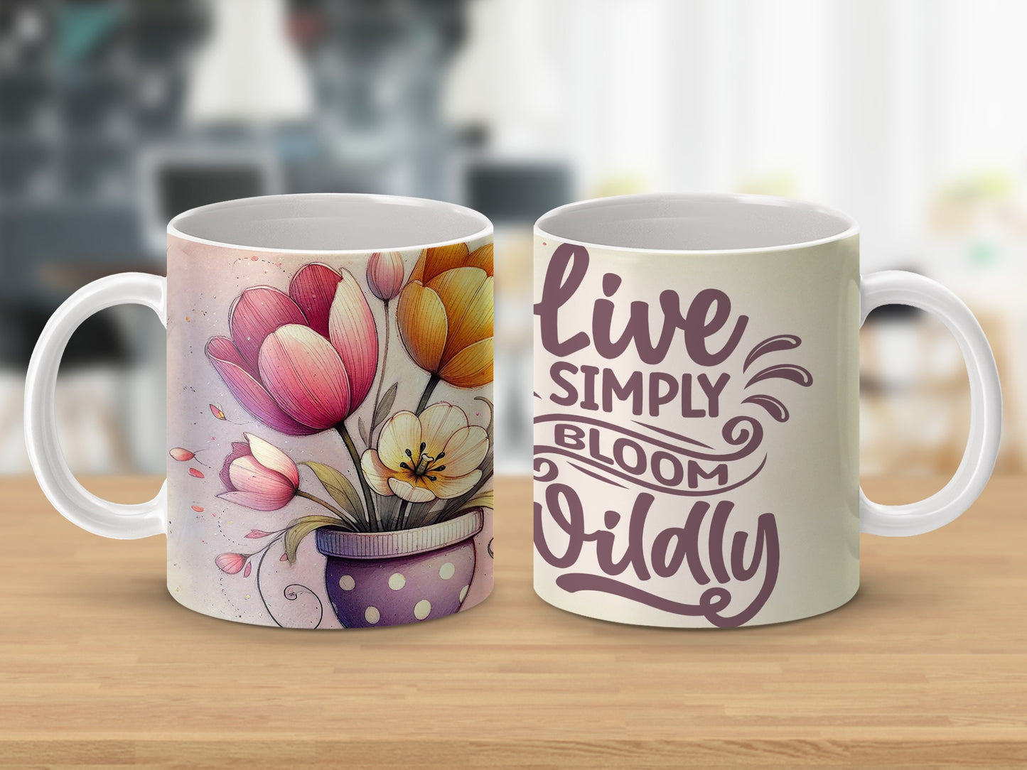 Live Simply Bloom Wildly Floral Pot Design product type
Mug, Coffee Mug, Tea Mug, Floral Mug, Flower Design, Live Simply, Bloom Wildly, Inspirational Mug, Motivational Gift, Watercolor Flowers, Tulip Design, Polka Dot Pot, Drinkware Gift, Home Decor, Office Mug, Gift For Her, Spring Flowers, Unique Mug, Positive Vibes, Inspirational Quote