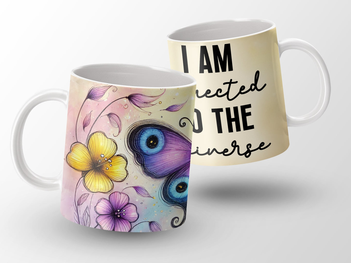I AM connected TO THE Universe Butterfly Flowers Mug