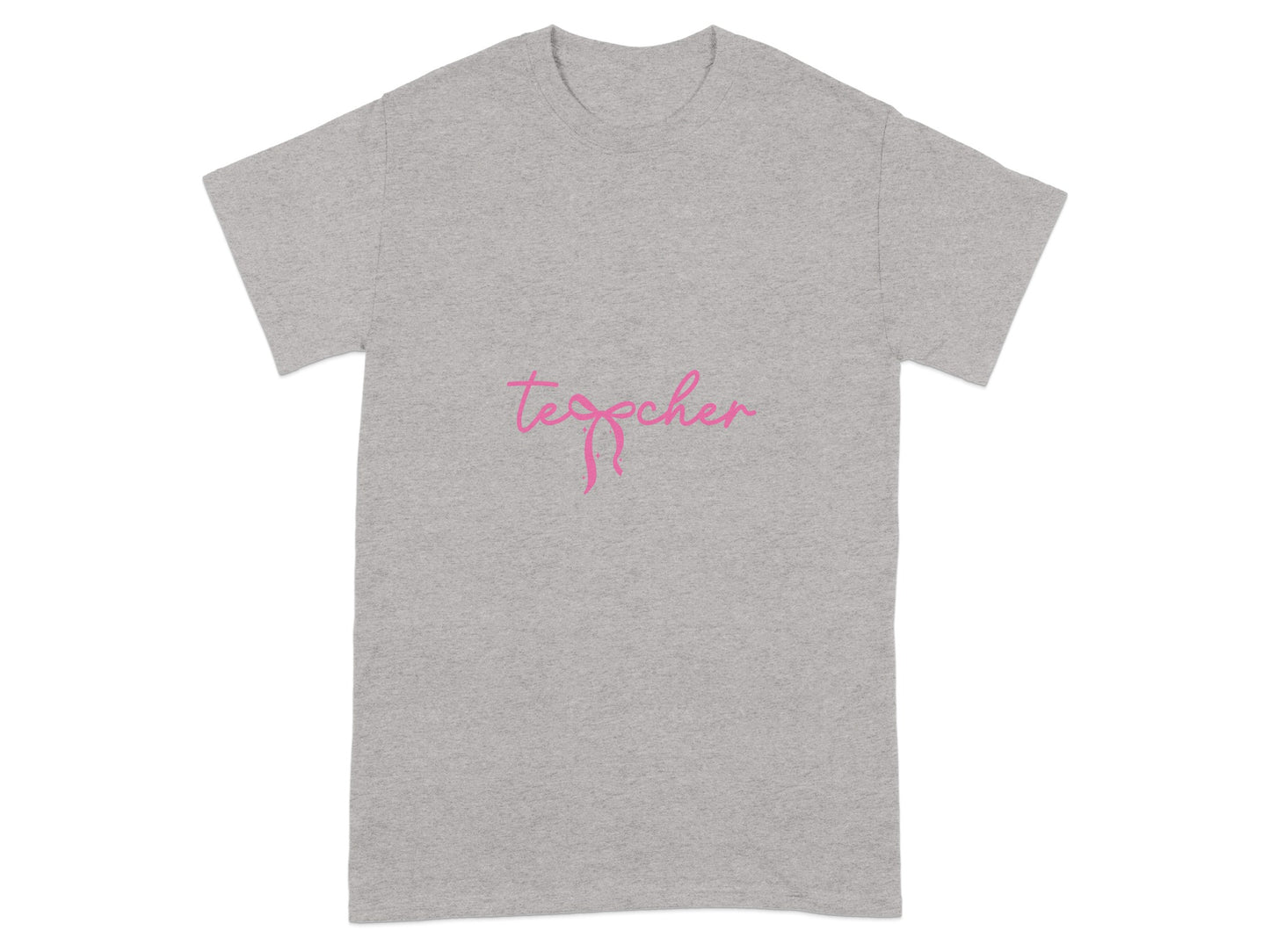 Stylish Grey T-Shirt with Pink Teacher Design