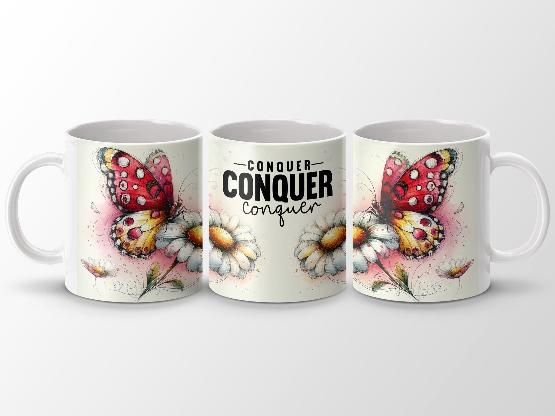Colorful Butterfly Floral Conquer Design Mug product type