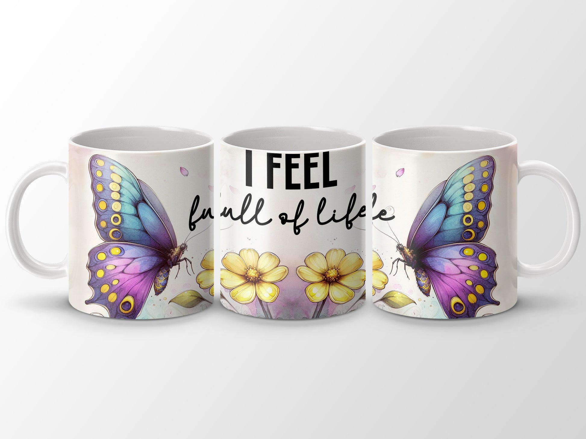 I FEEL full of life Butterfly Flowers product type
Butterfly
Yellow Flowers
Inspirational Quote
I Feel Full of Life
Colorful Design
Floral Butterfly
Nature Inspired
Positive Vibes
Gift Idea
Unique Mug
Coffee Mug
Tea Cup
Drinkware
Home Decor
Kitchenware
Statement Piece
Artistic Design
Watercolor Style
Happy Design
Daily Affirmation