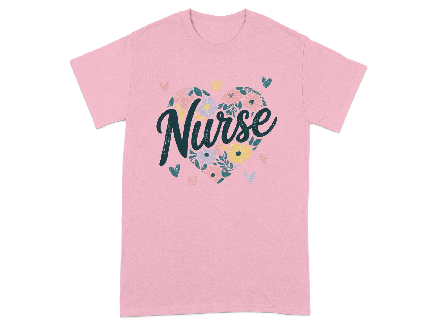 Floral Heart Nurse Graphic T-Shirt Nurse Gift Shirt