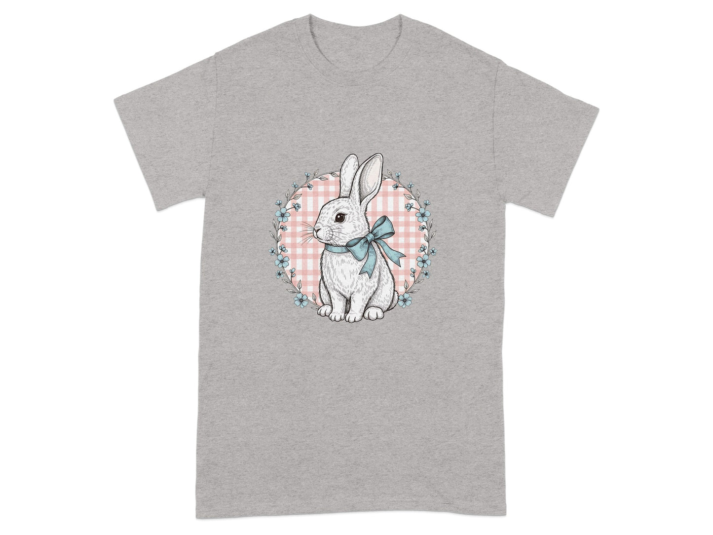 Cute Bunny with Blue Bow Graphic T-shirt