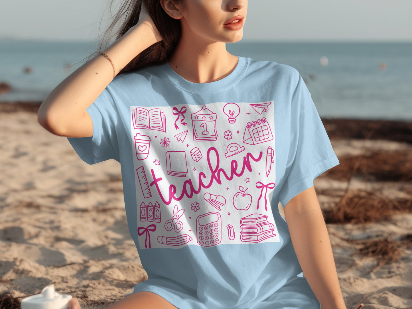 Teacher Theme Illustrated Design Casual T-Shirt
