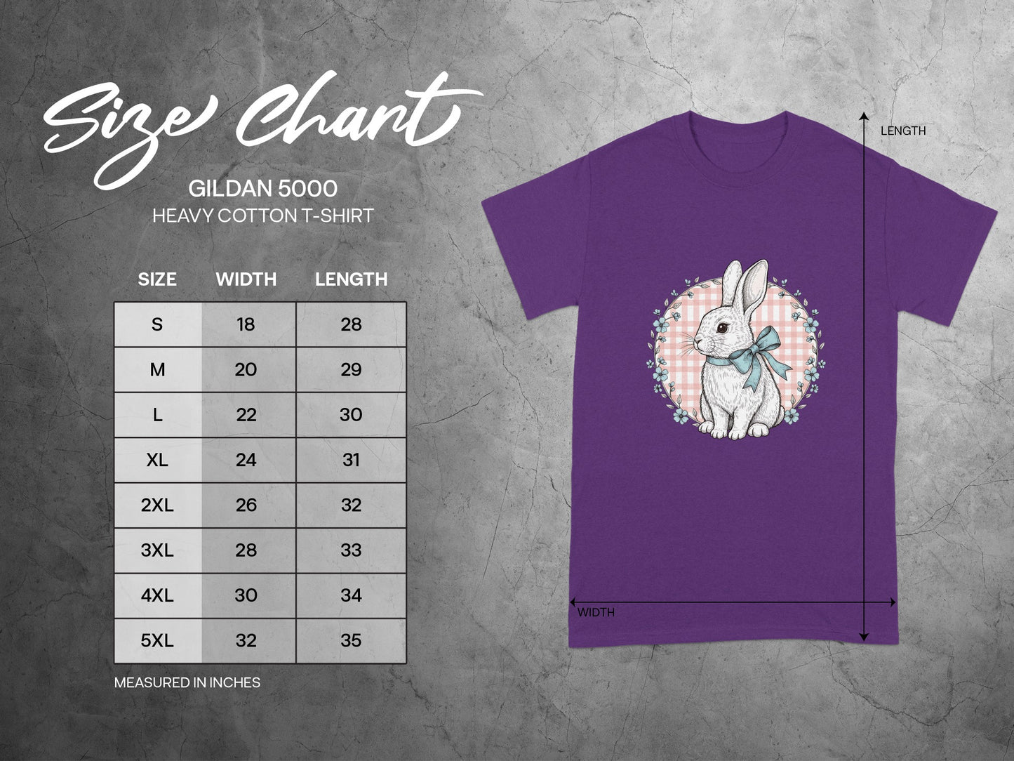 Adorable Bunny with Blue Bow on Purple T-Shirt