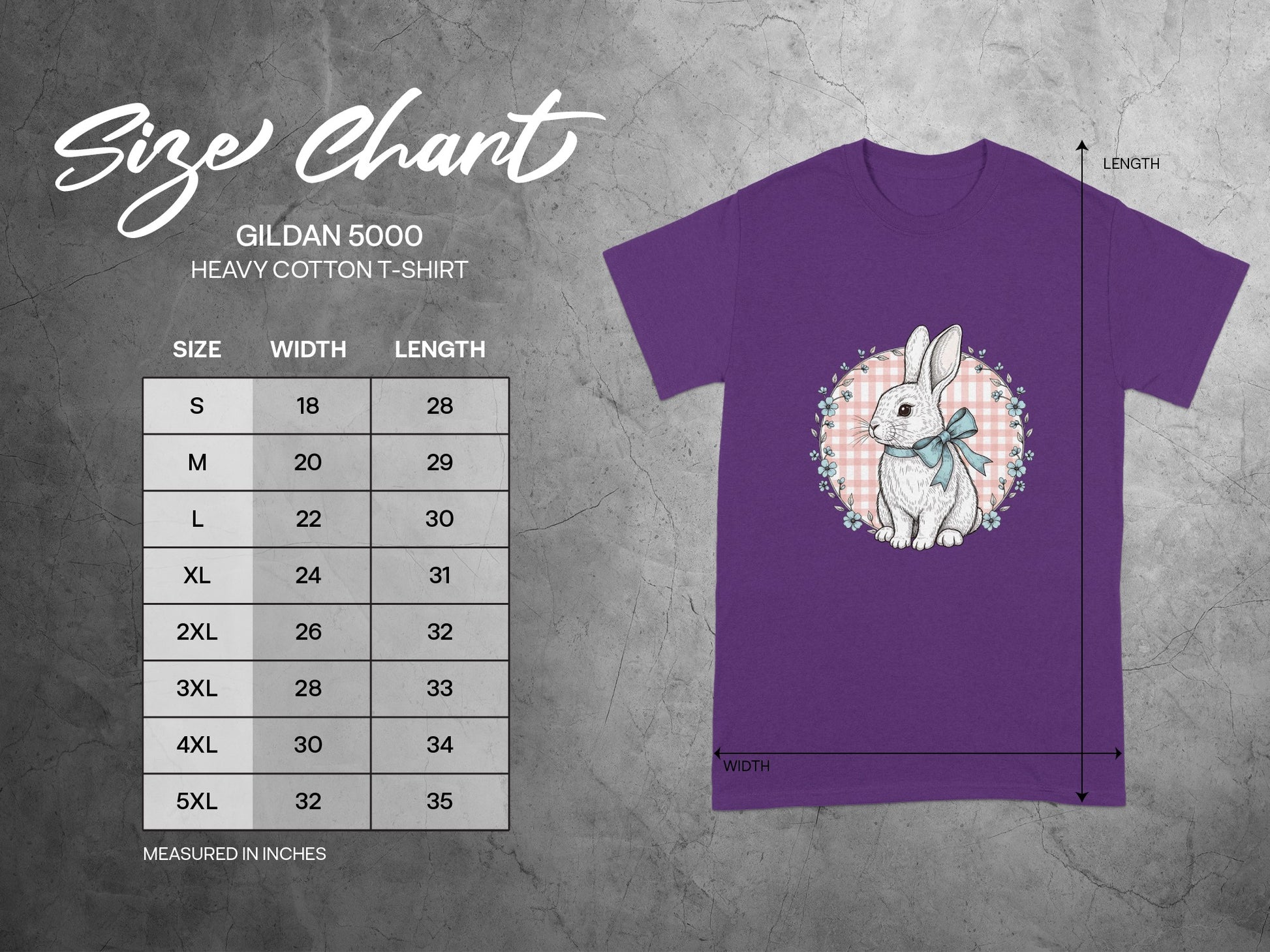 Adorable Bunny with Blue Bow on Purple T-Shirt