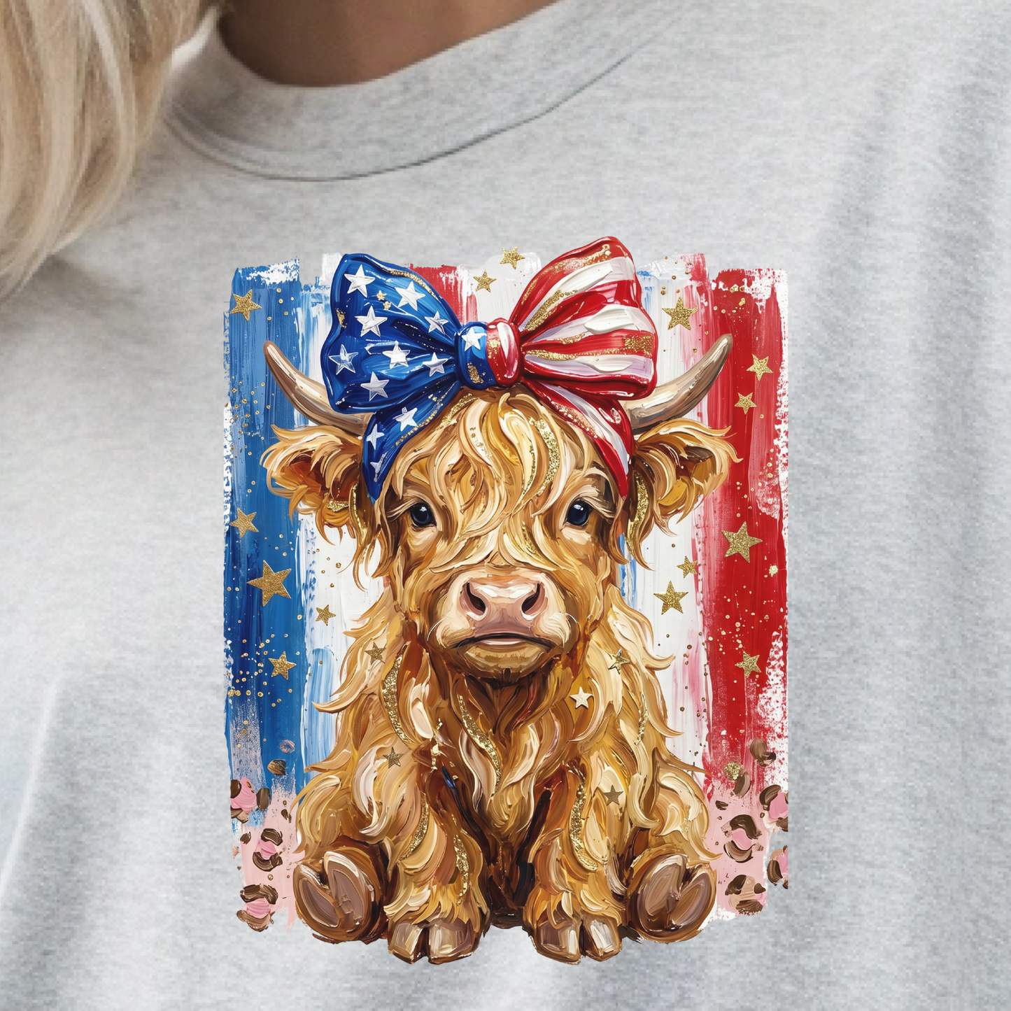 Patriotic 4th of July Highland Cow T-Shirt