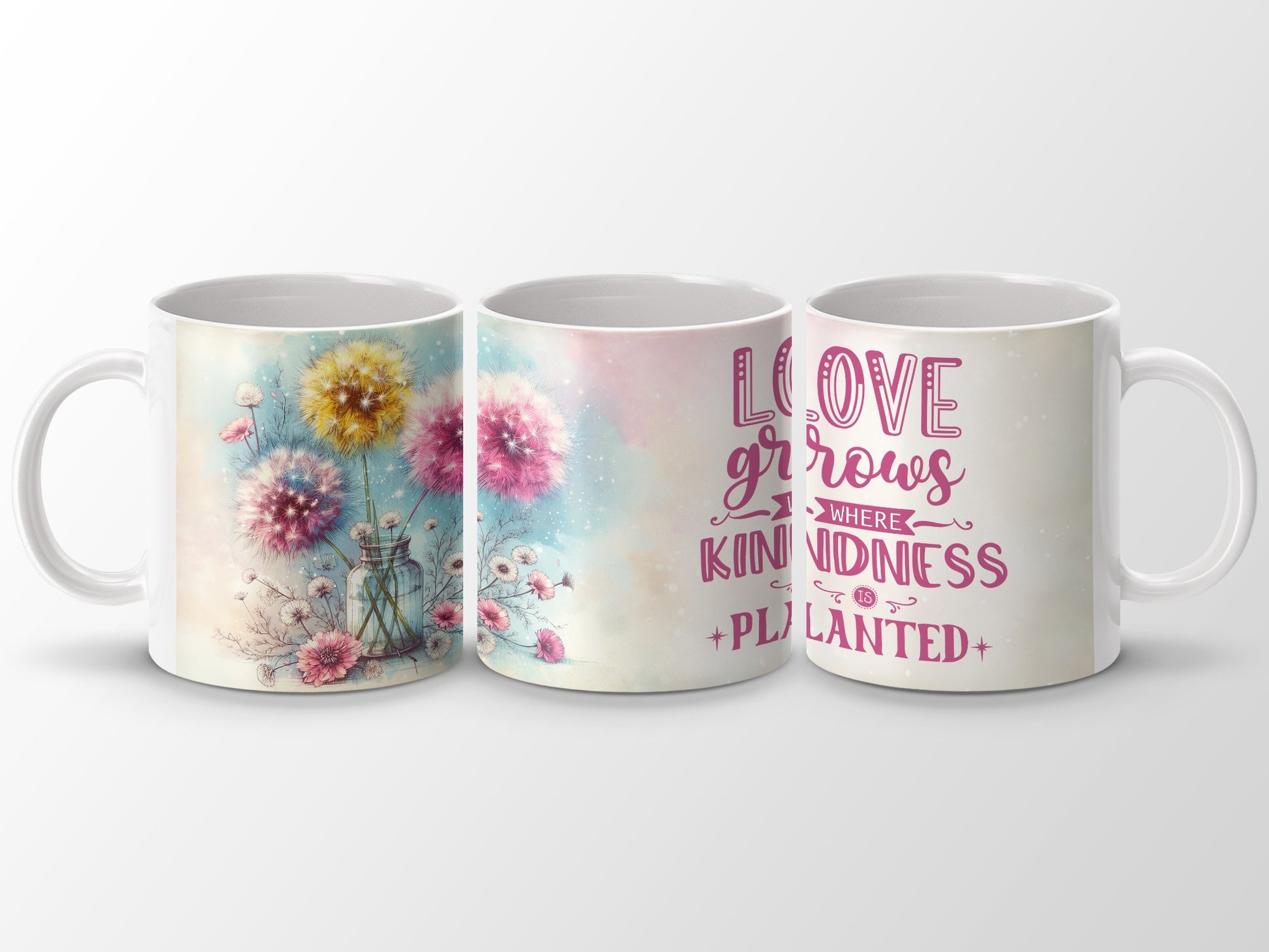 Dandelion Flower Love Grows Where Kindness Is Planted Mug product type
