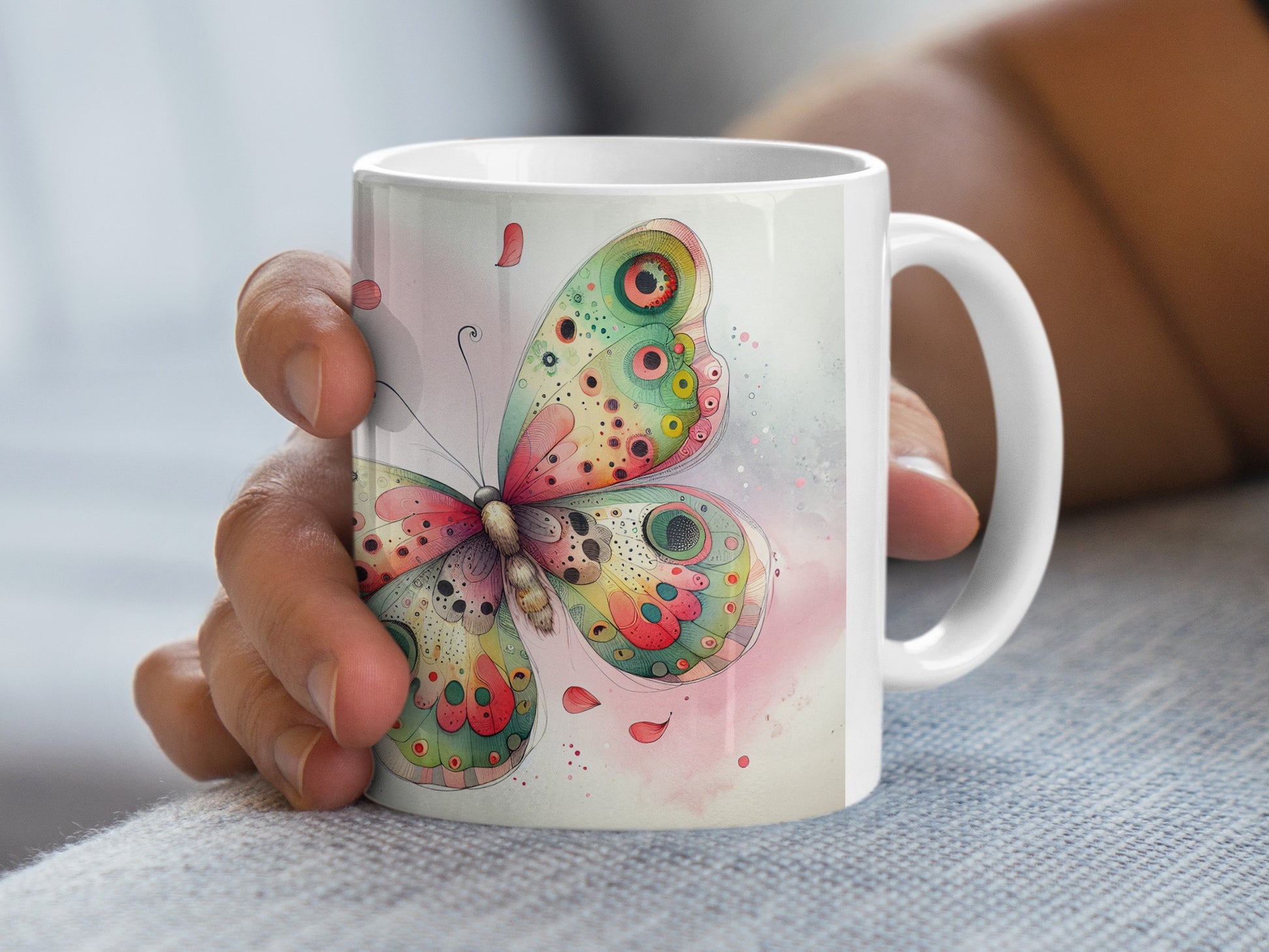Vibrant Colorful Butterfly Design Whimsical Art Mug product type