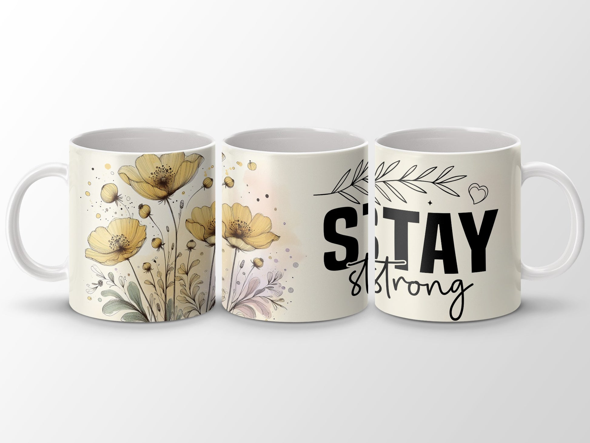 Yellow blossoms abstract dots Stay Strong slogan mug product type
Yellow Flowers, Floral Design, Stay Strong, Motivational Mug, Inspirational Gift, Positive Vibes, Self Care Item, Coffee Cup, Tea Mug, Drinkware Gift, Aesthetic Mug, Home Decor, Office Mug, Unique Design, Poppy Flowers, Watercolor Style, Custom Mug, Gift for Her, Birthday Gift, Encouragement Mug