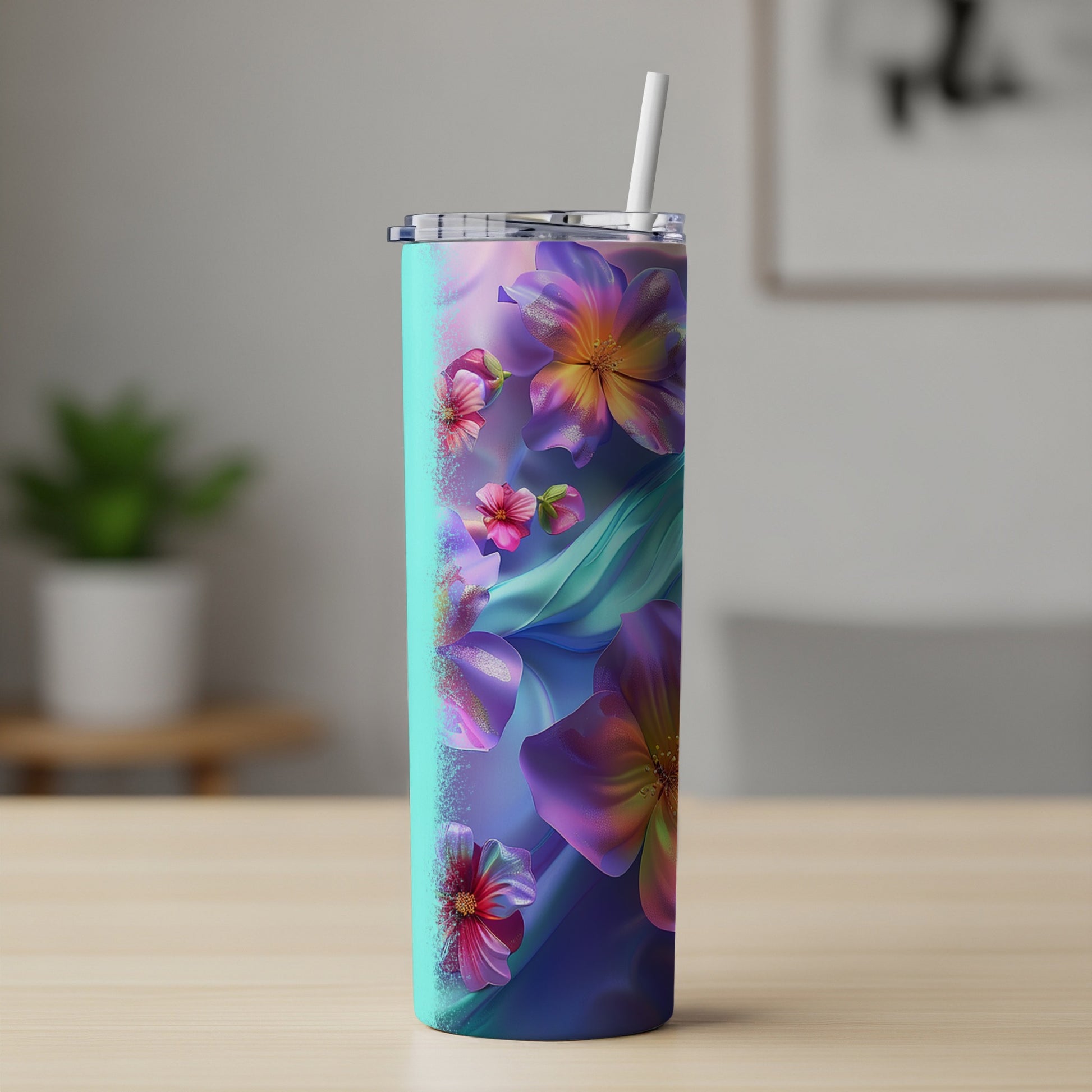 Vibrant Floral Design Colorful Slim Beverage Tumbler product type
Tumbler, Floral, Flower, Vibrant, Colorful, Beverage, Drinkware, Purple, Pink, Orange, Turquoise, Design, Slim, Portable, Gift, Style, Abstract, Art, Pattern, Spring