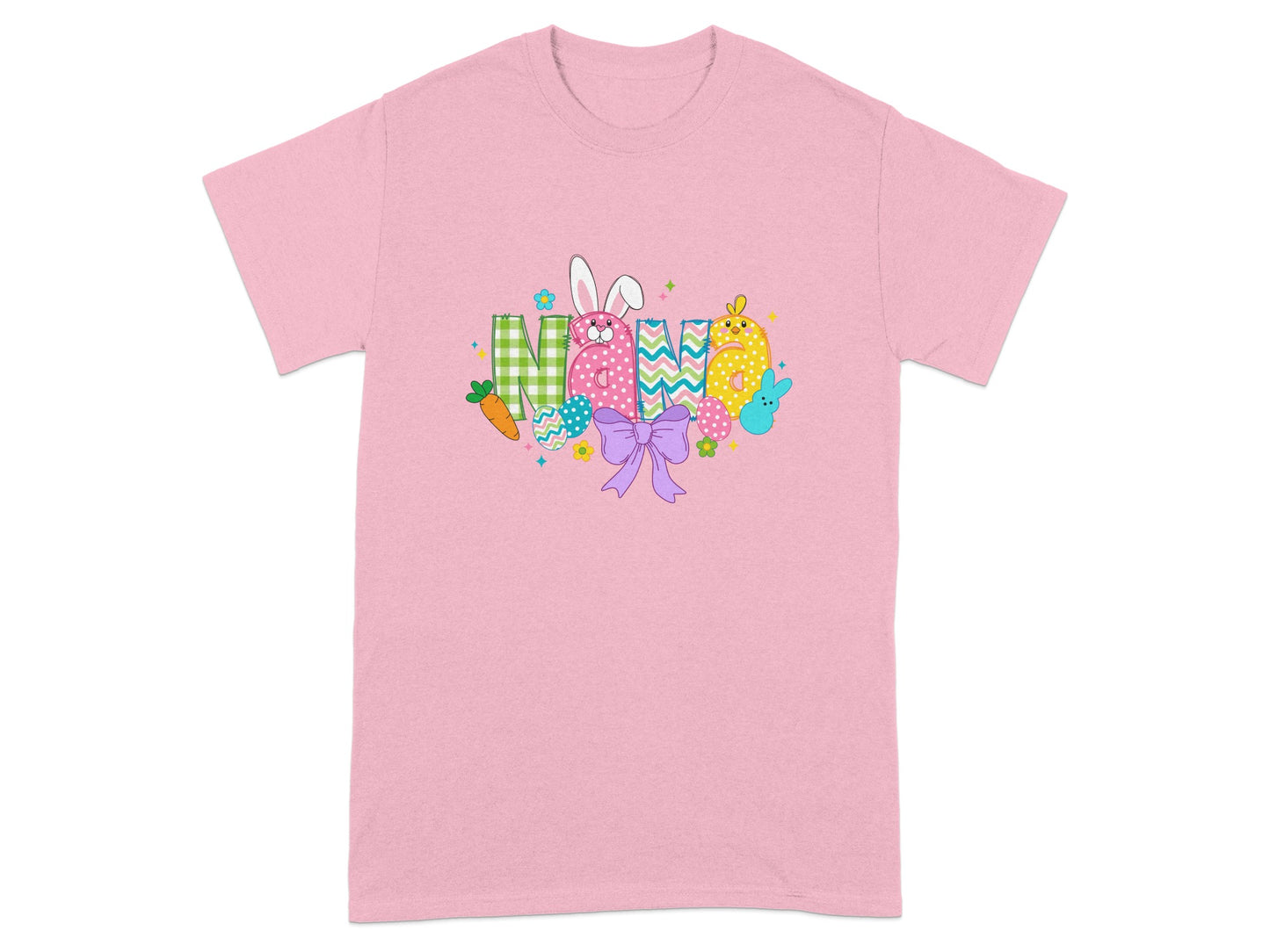 Cute Pink Novelty Easter Bunny Graphic T-shirt