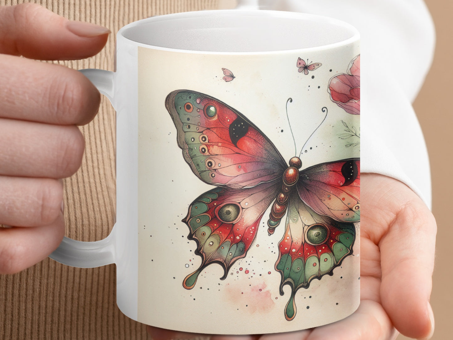 Vibrant Butterfly Watercolor Design Coffee Tea Mug product type