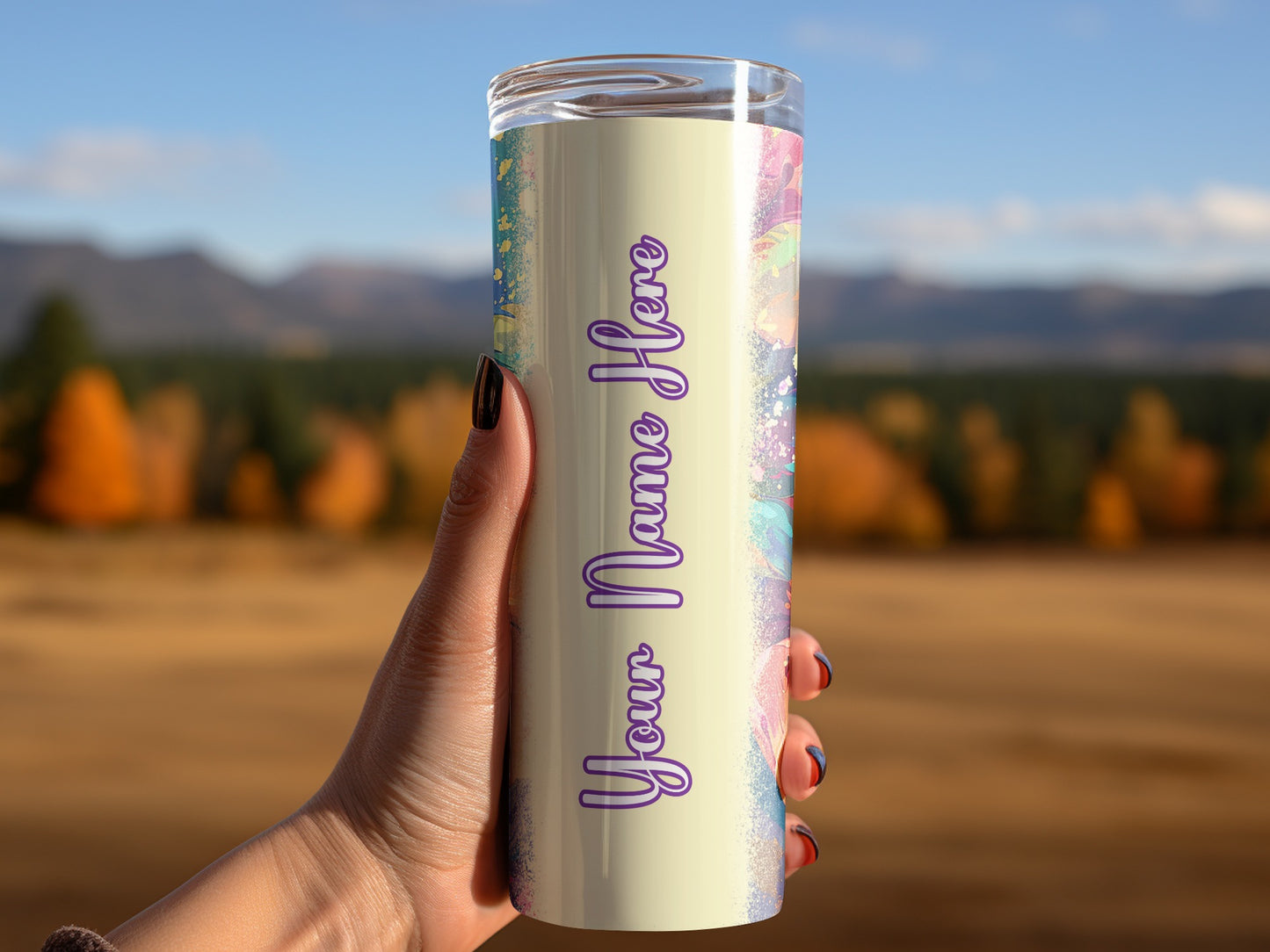 Personalized Name Vibrant Abstract Skinny Tumbler product type
