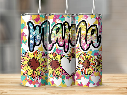 Colorful Hearts and Flowers Mama Tall Tumbler