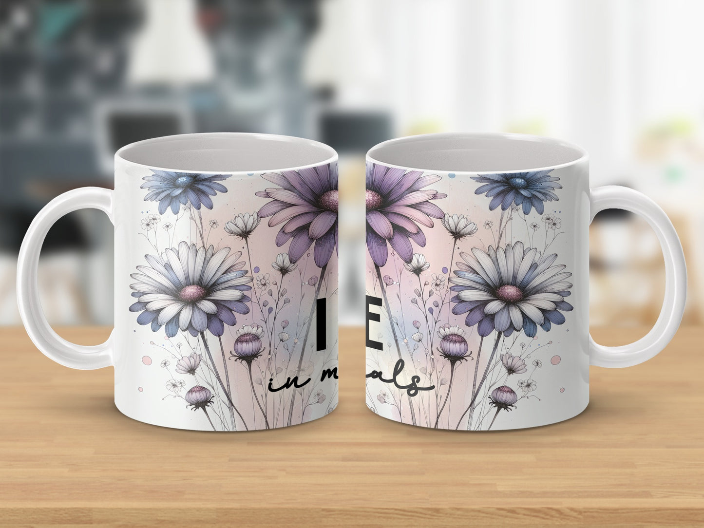 Pastel Watercolor Daisies Mug Floral Garden Artwork product type
