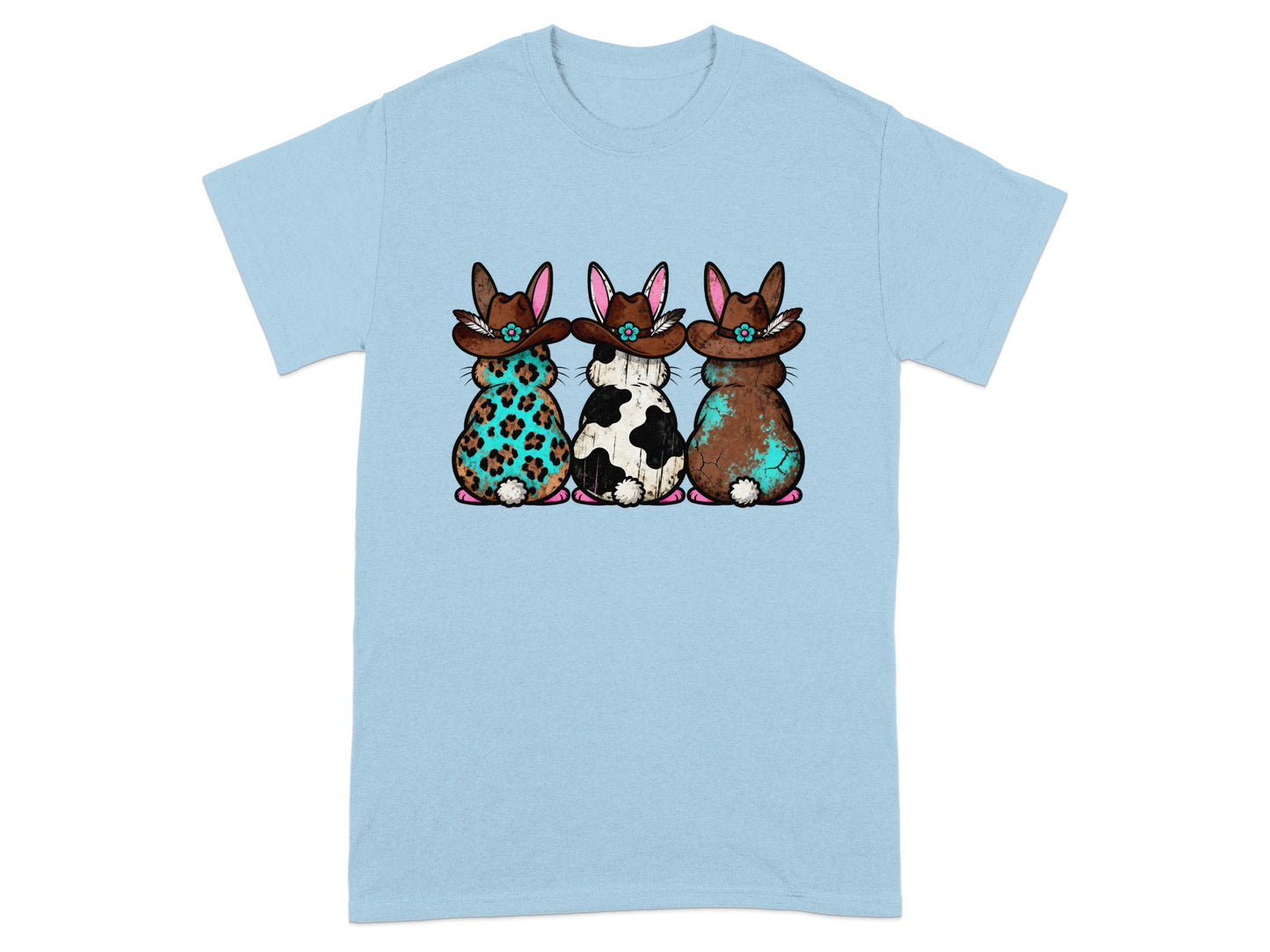 Colorful Cowboy Hats on Cute Bunny T-Shirt Design