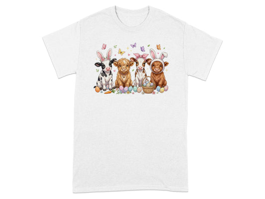 Adorable Farm Animals with Easter Eggs Graphic Shirt