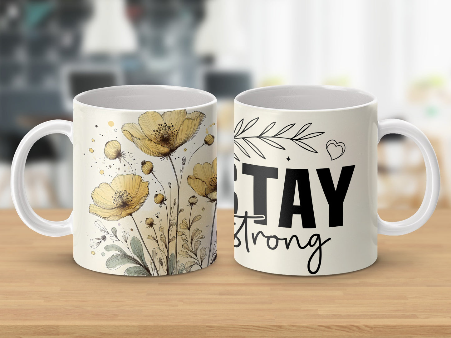 Floral Stay Strong Yellow Poppy Artwork Mug product type