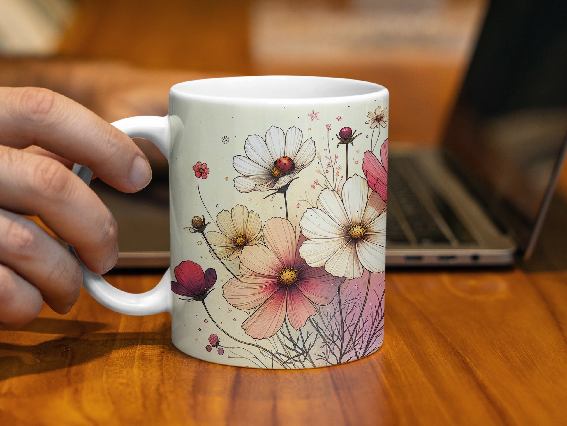 Cosmos Flowers Ladybug Design Coffee Tea Cup product type
mug, coffeemug, teacup, cosmosflowers, ladybugdesign, floralprint, natureinspired, botanicalart, pinkflowers, whiteflowers, aestheticmug, whimsicaldesign, gardentheme, drinkware, giftidea, homedecor, officemug, springflowers, cutedesign, beveragecup