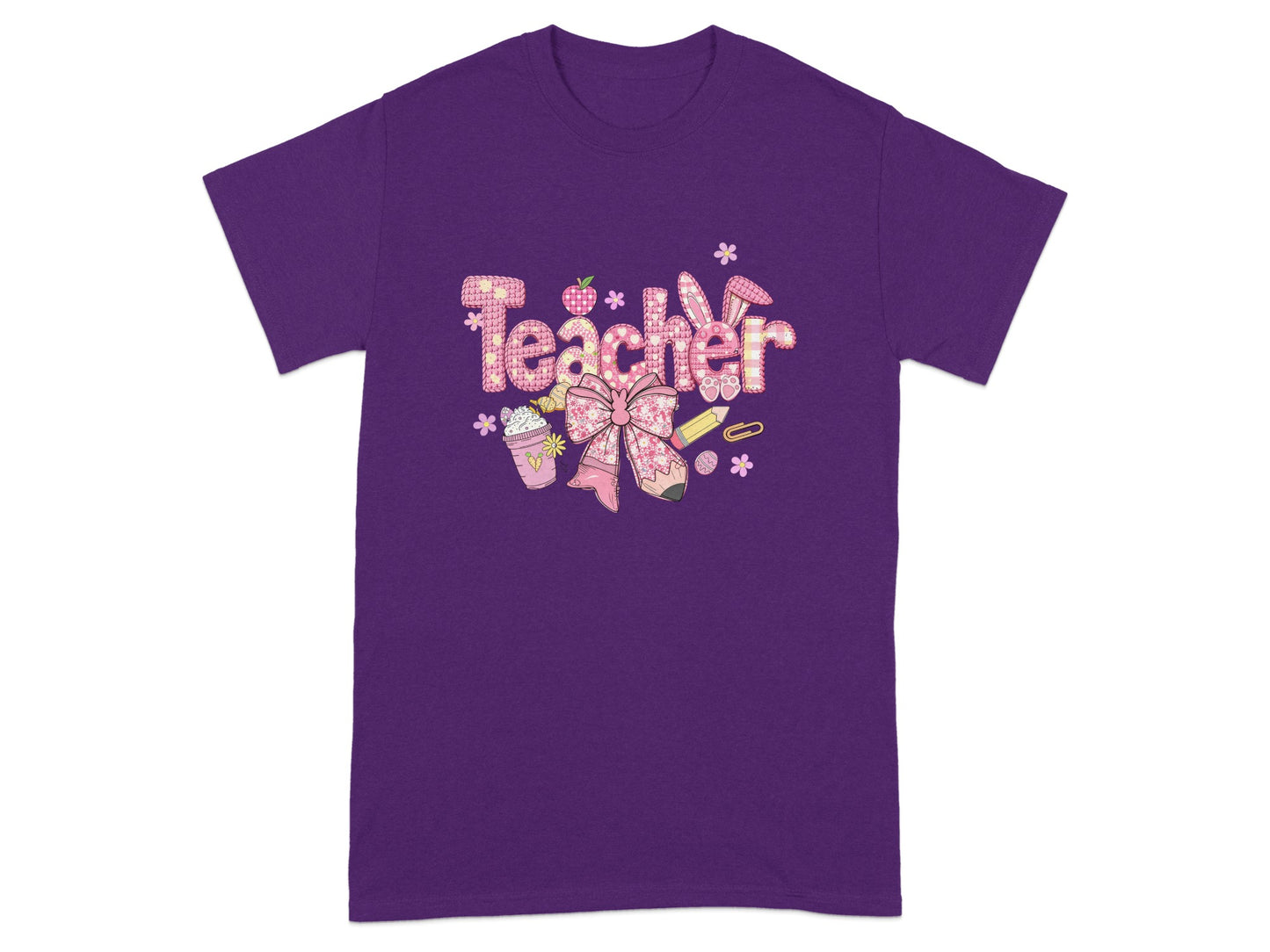 Cute Purple Teacher Design Graphic T-shirt