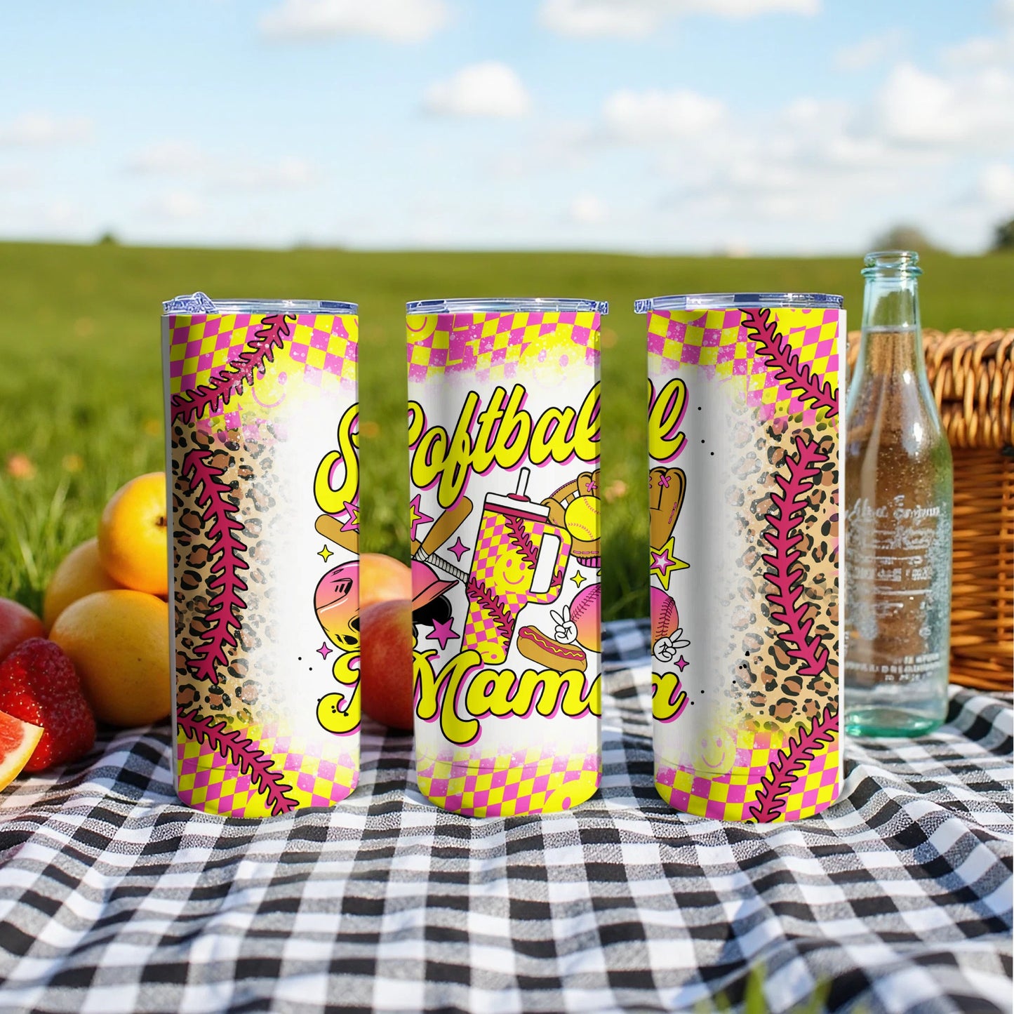 Softball Mama Colorful Custom Tumbler for Sports Fans