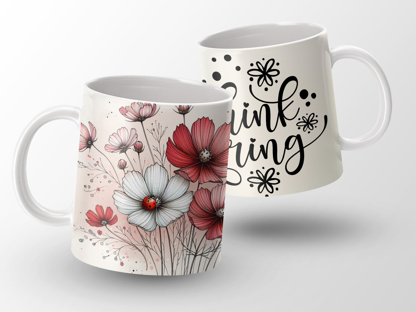 Spring Blooms Ladybug Think Spring Phrase Mug product type