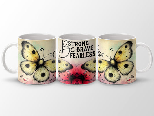 Be Strong Brave Fearless Butterfly Watercolor Inspire product type
Mug, Butterfly, Inspirational, Strong, Brave, Fearless, Gift, Drinkware, Watercolor, Floral, Positive, Motivation, Unique, Home Decor, Office, Coffee Cup, Tea Mug, Yellow Butterfly, Red Flower, Quote Mug