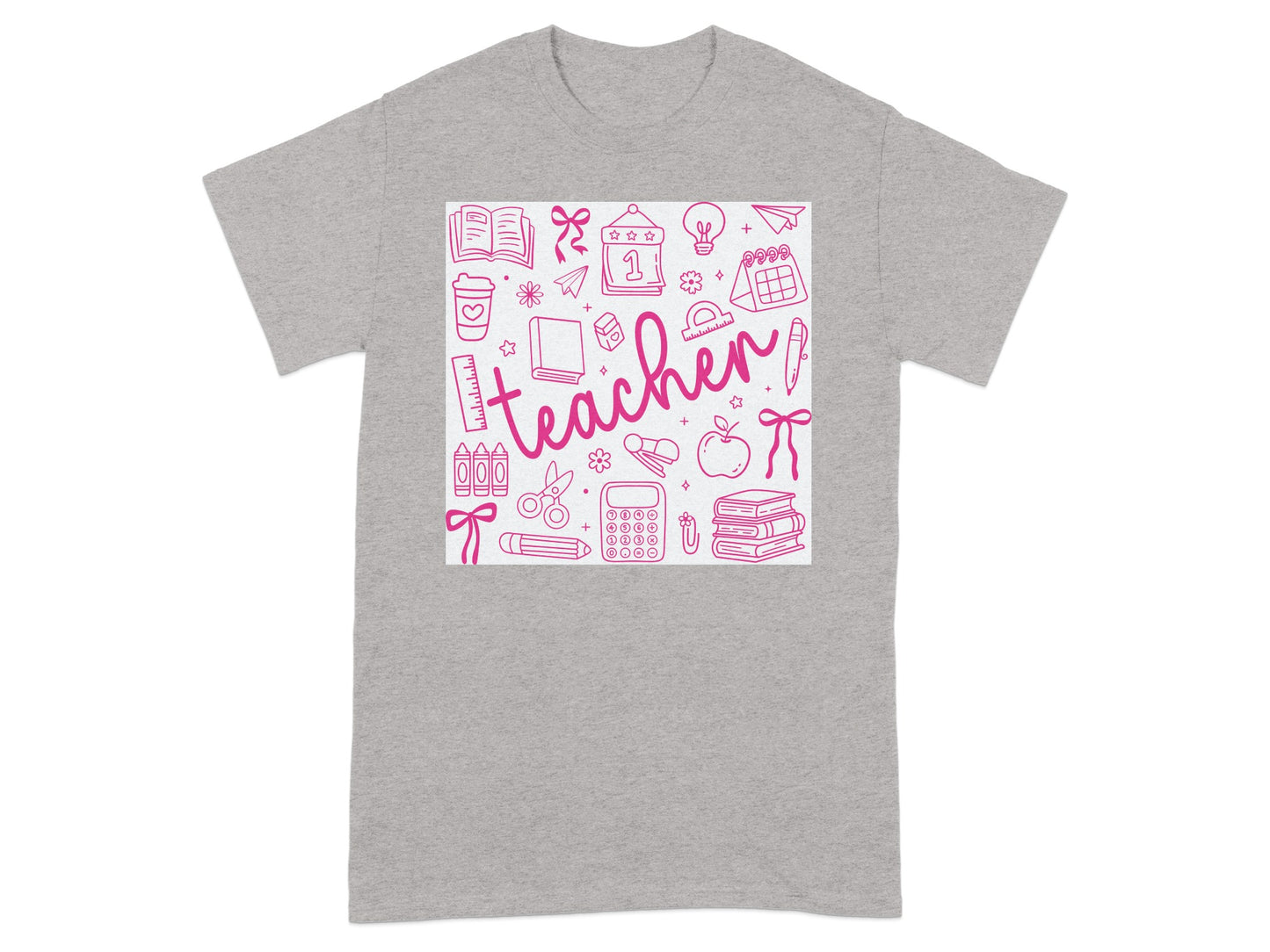 Fun Teacher Design T-Shirt with Educational Icons